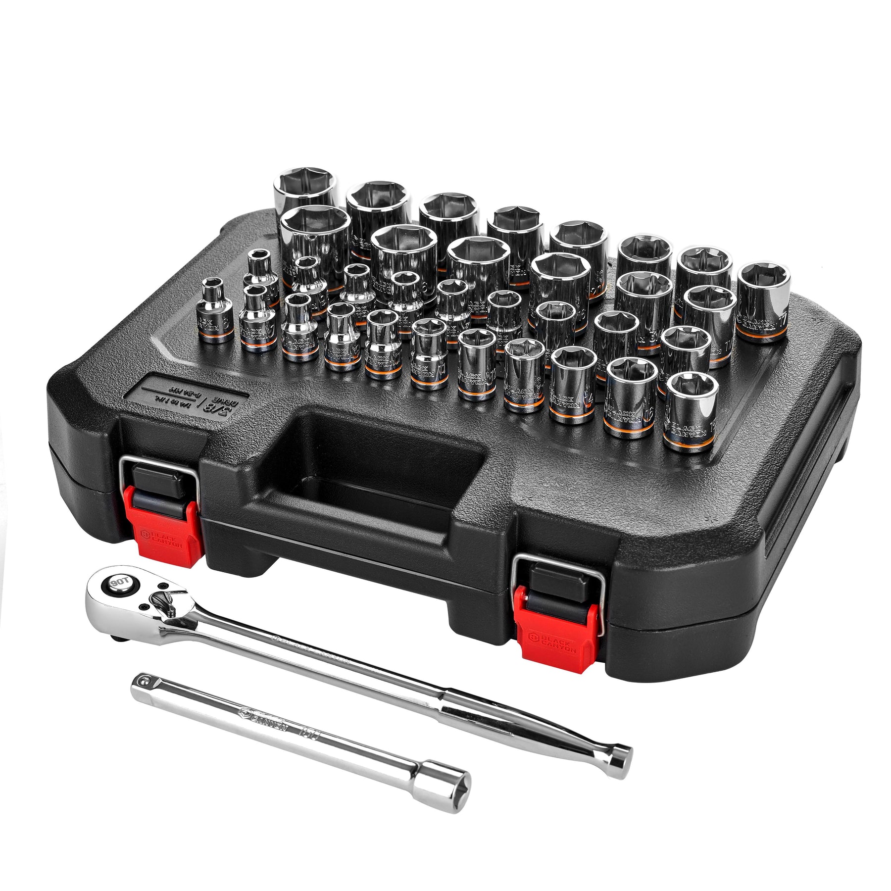 3/8 in Drive Standard Socket Set, 6-Point, Metric/SAE, 36 Piece