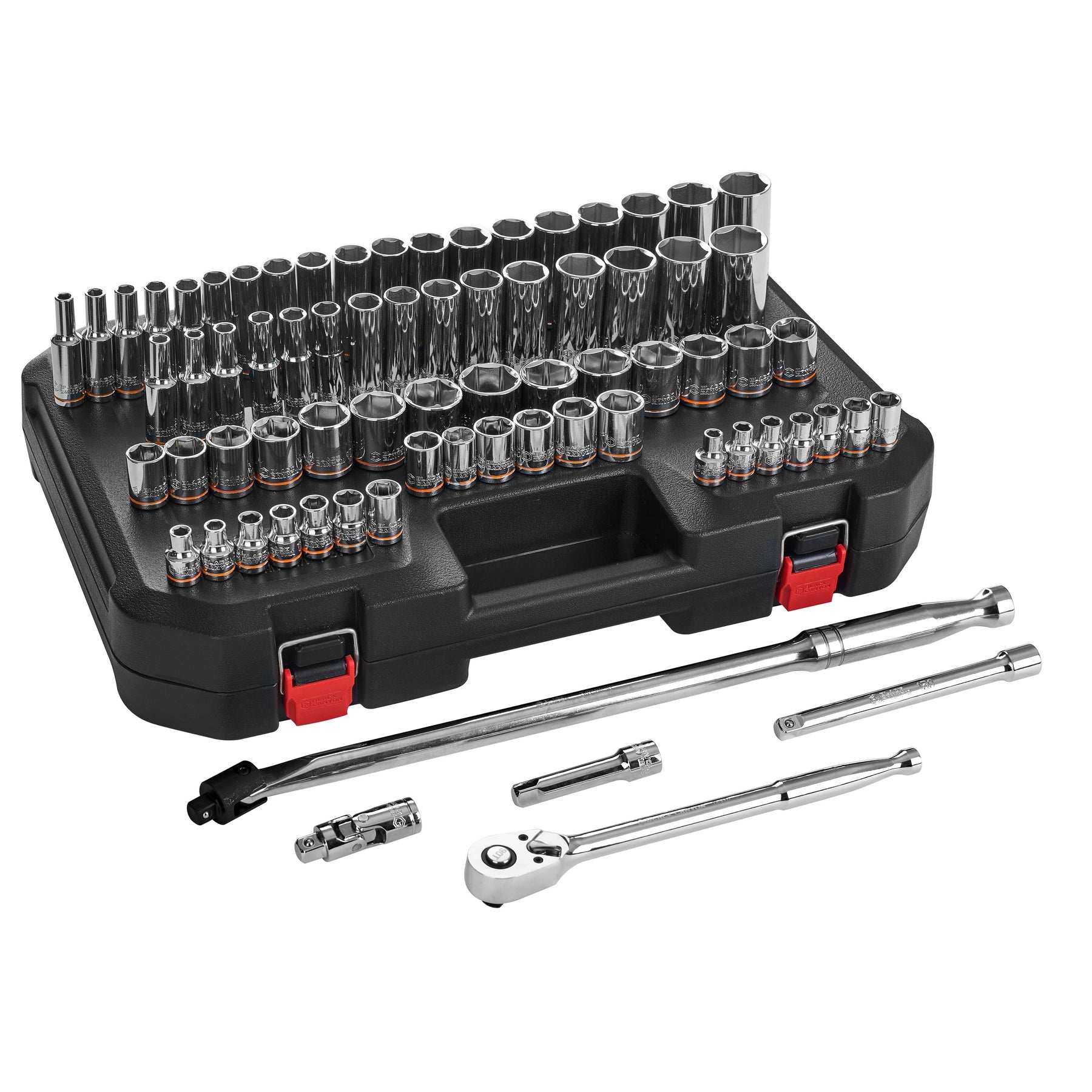 3/8 in Drive Standard Socket Set, 6-Point, Metric/SAE, 73 Piece