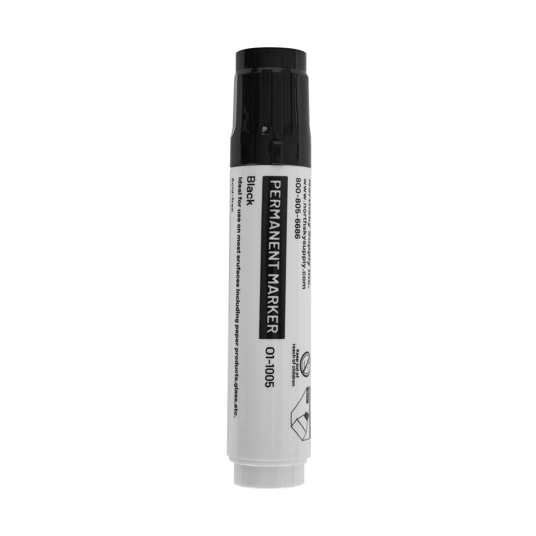 Permanent Marker, Black, 3/4 in Chisel Tip, 6-Pack