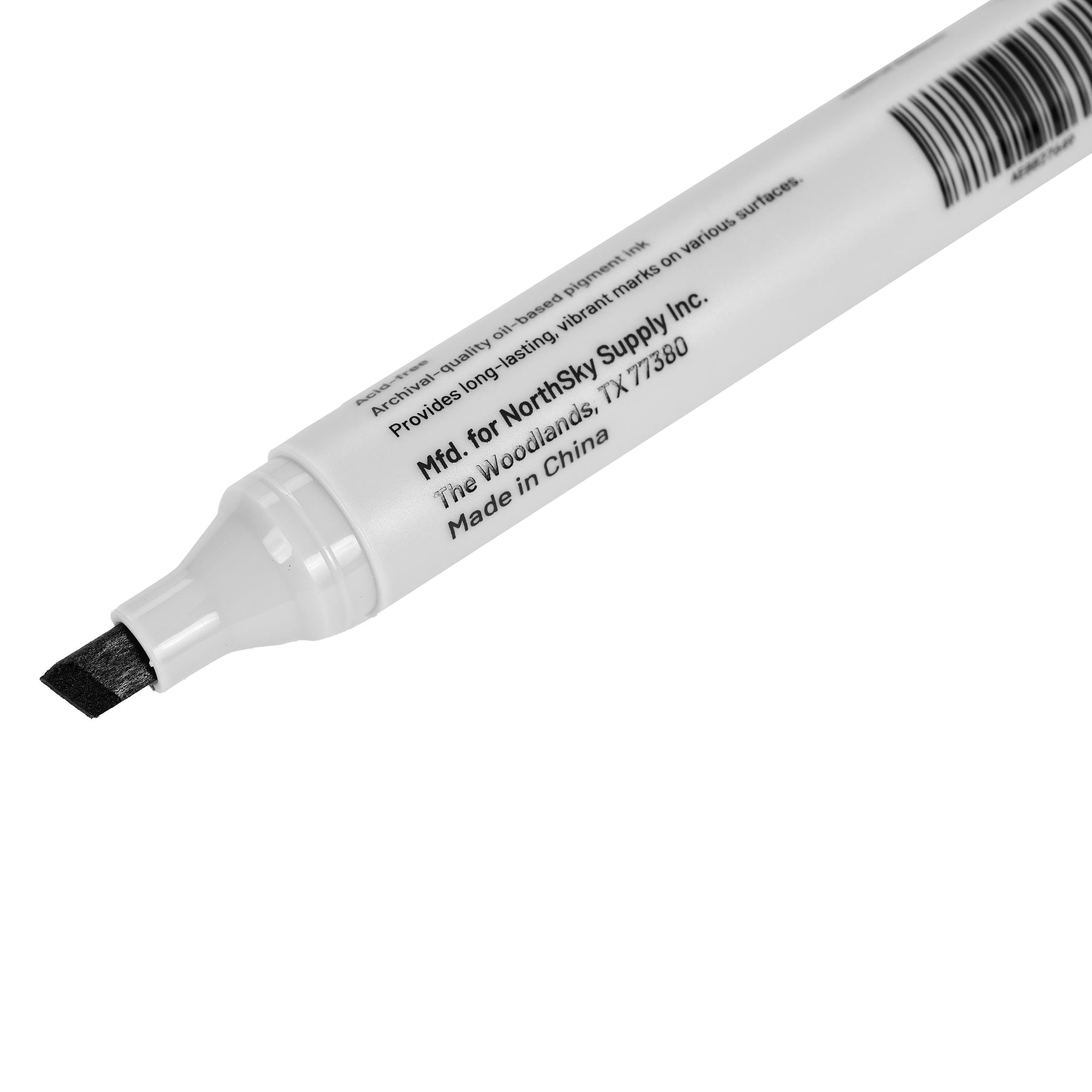 Permanent Marker, Black, 1/4 in Chisel Tip, Pkg of 12