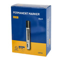 Permanent Marker, Black, 1/4 in Chisel Tip, Pkg of 12