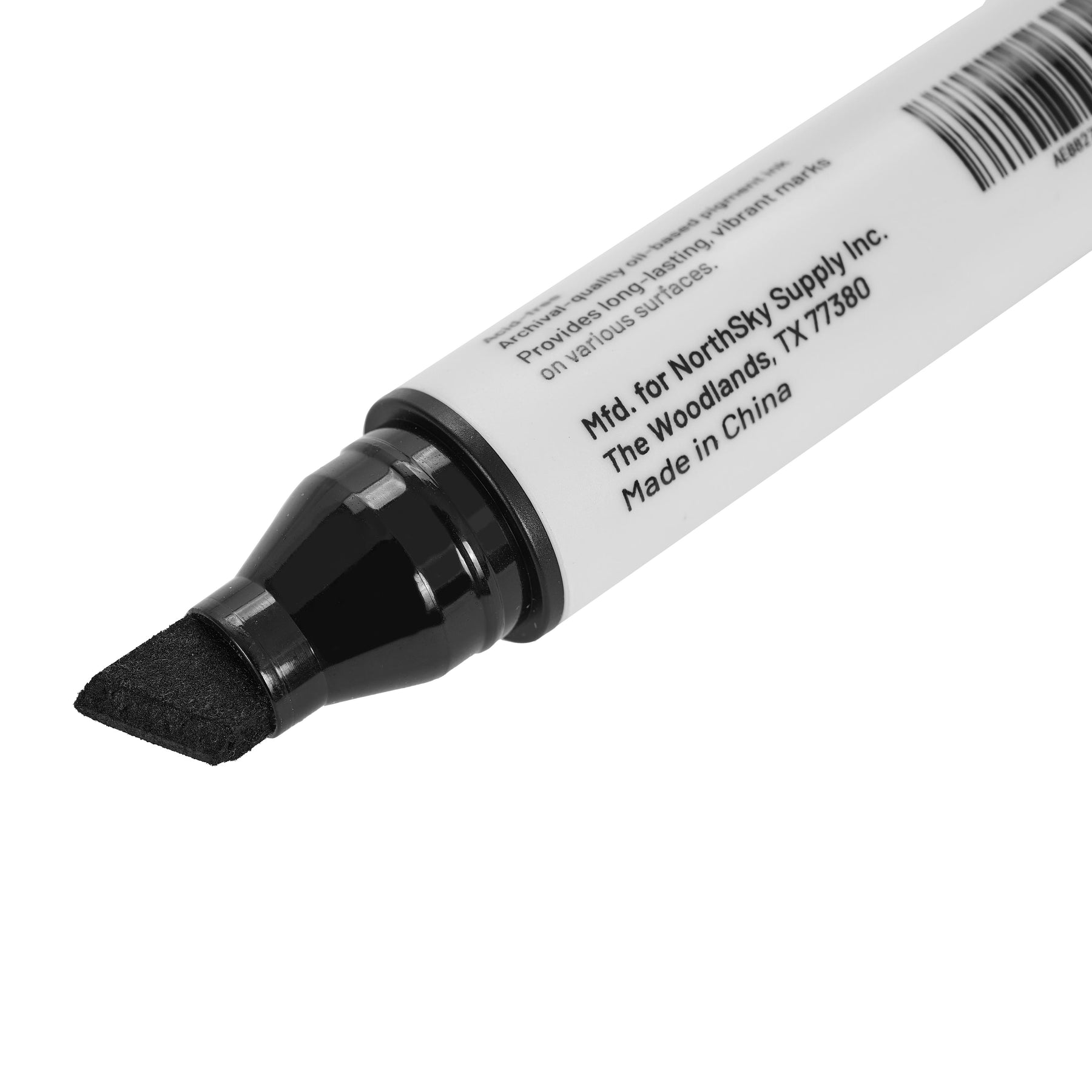 Permanent Marker, Black, 1/2 in Chisel Tip, Pkg of 12