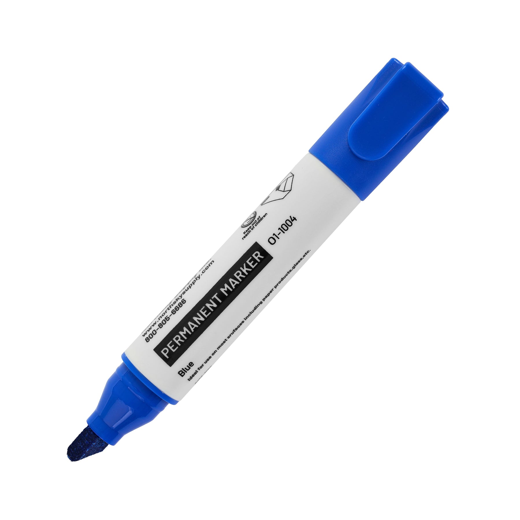 Permanent Marker, Blue, 1/2 in Chisel Tip, Pkg of 12