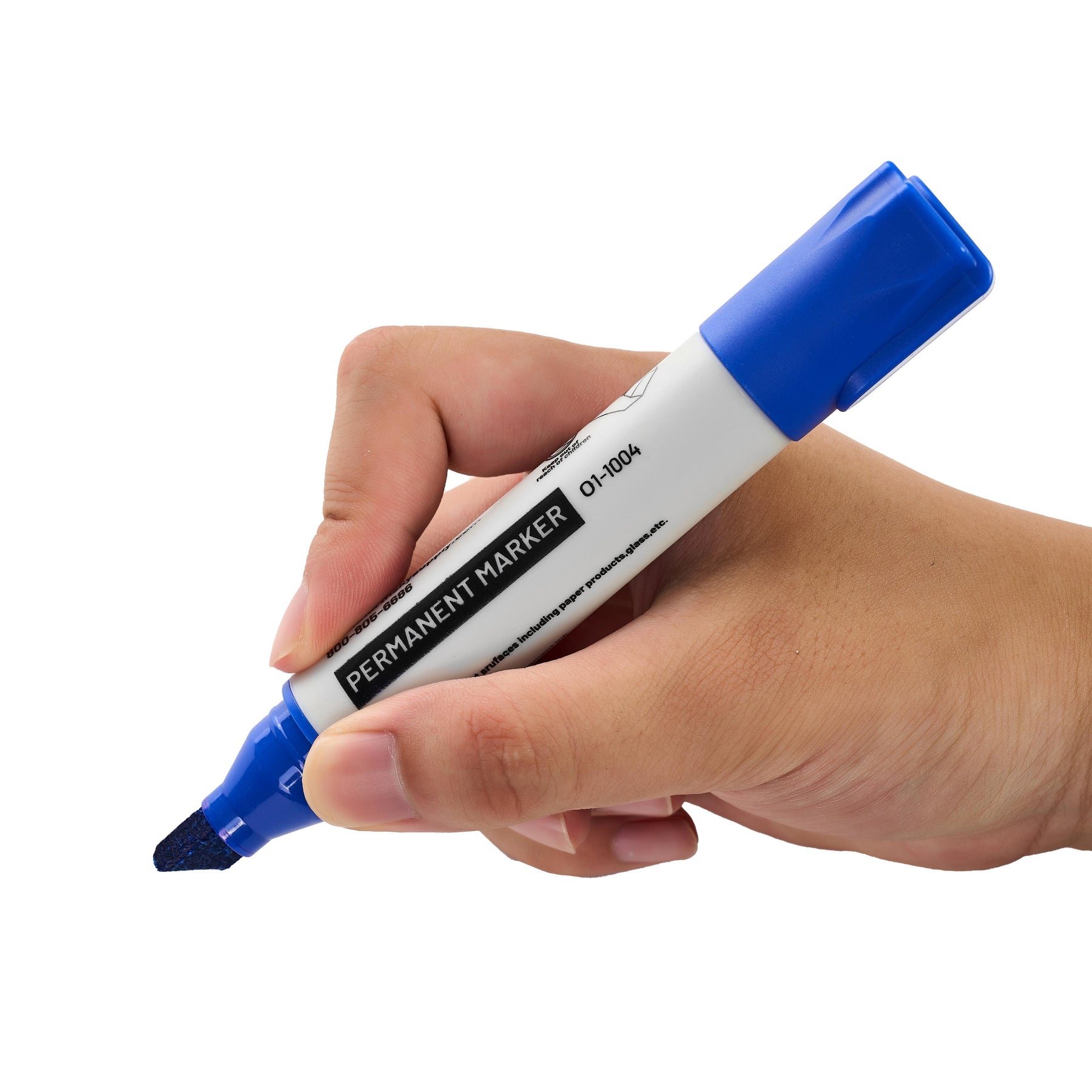 Permanent Marker, Blue, 1/2 in Chisel Tip, Pkg of 12