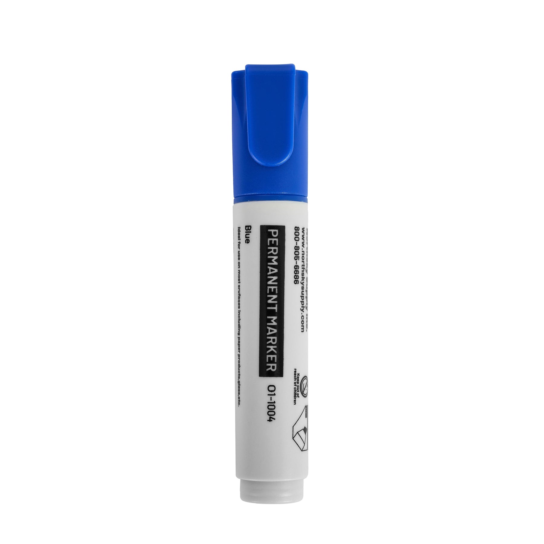 Permanent Marker, Blue, 1/2 in Chisel Tip, Pkg of 12