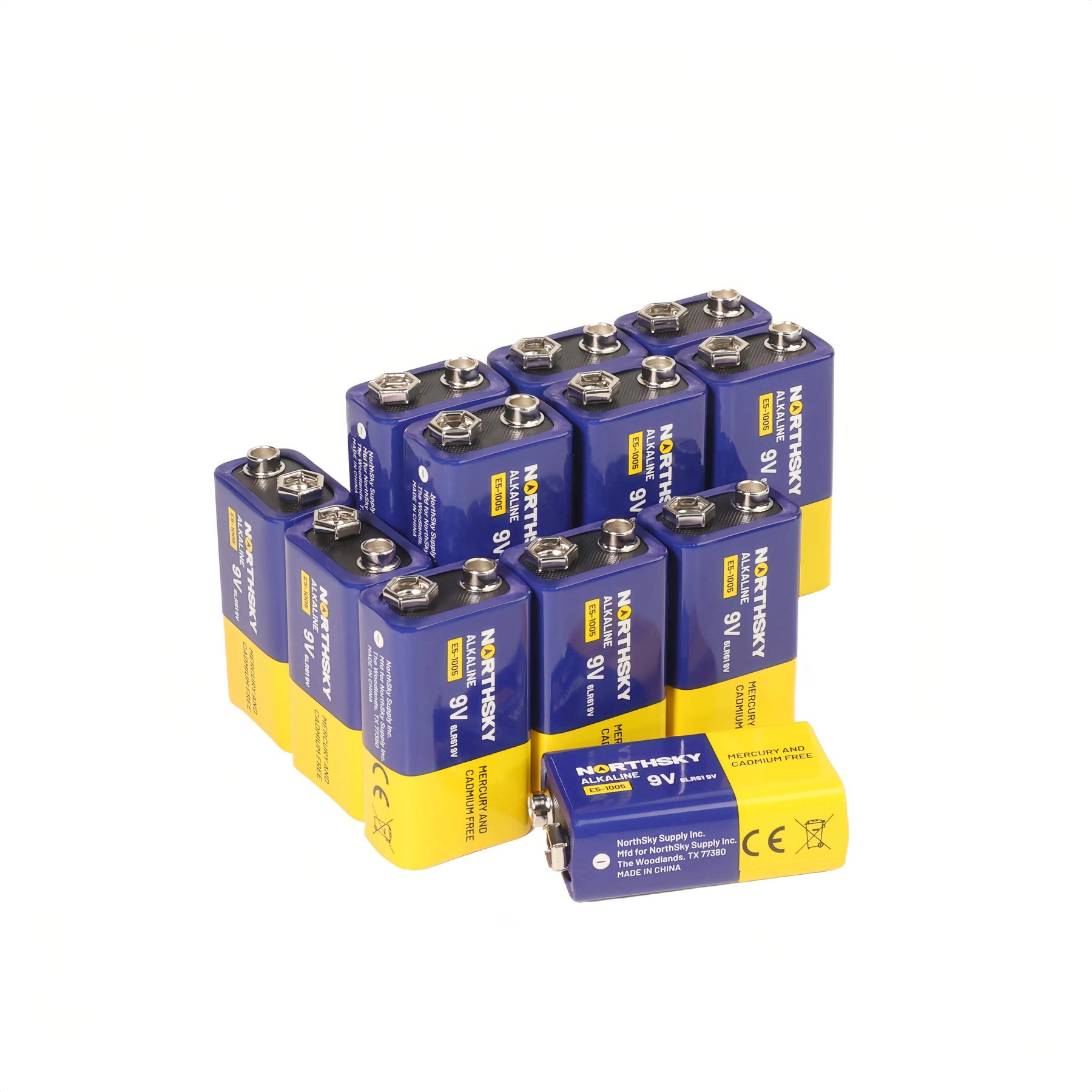 9V Alkaline Batteries, 12 Pack